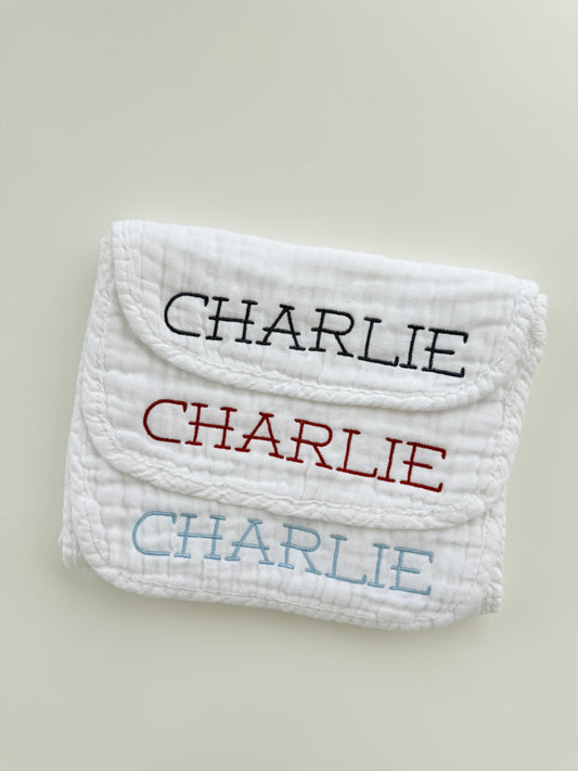 Personalized Name Burp Cloth - Set of 3 - michael font