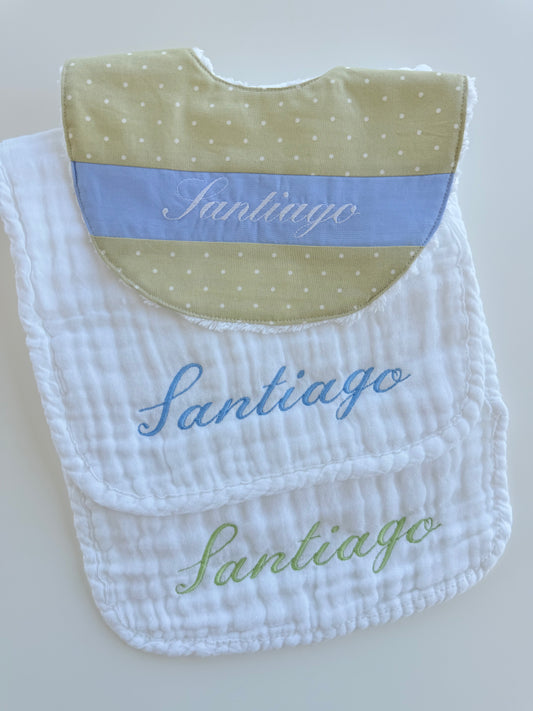 Custom Pieced Baby Bib with Towel Terry Backing