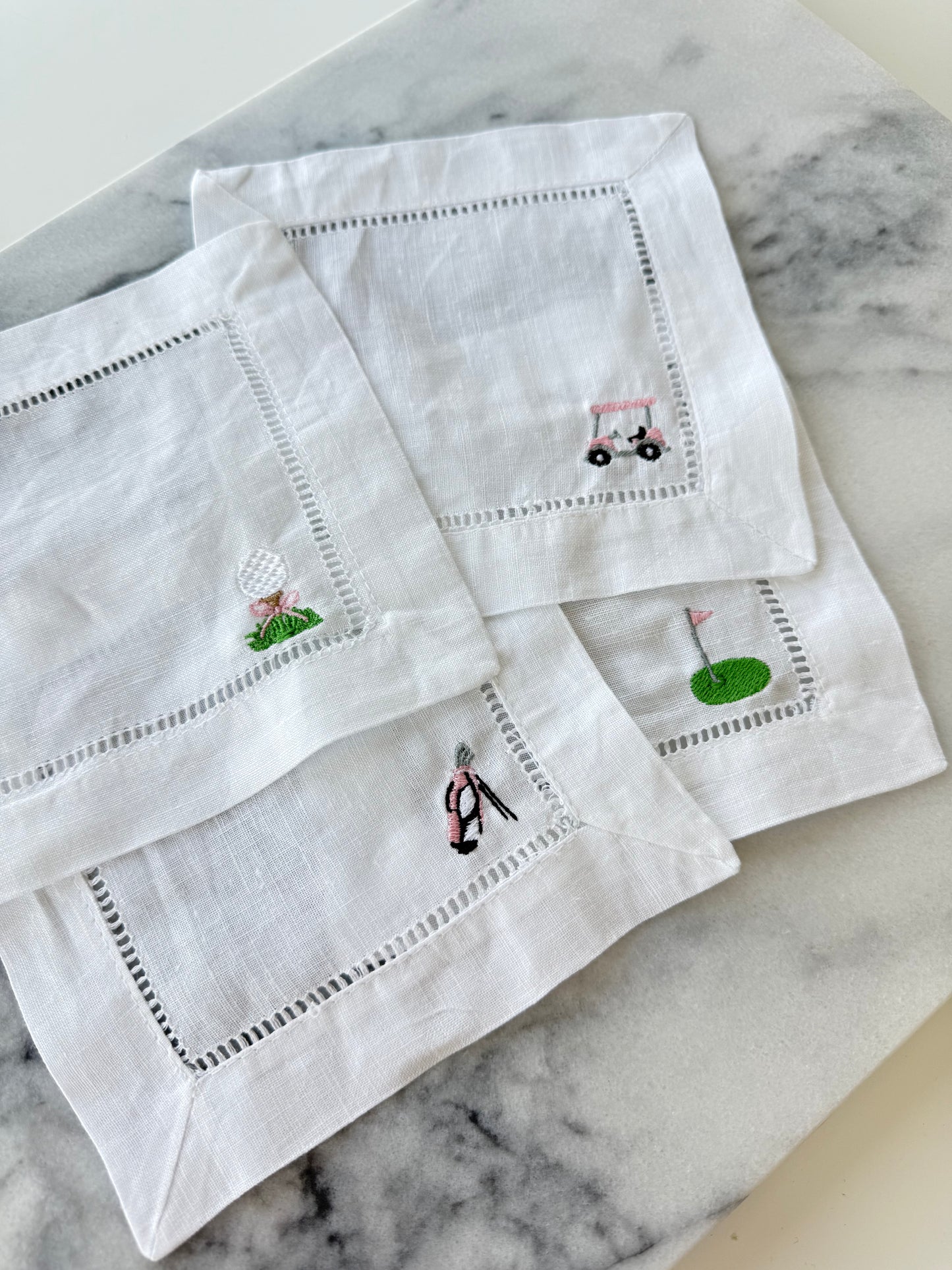 Golf Icon Embroidered Cocktail Napkins - Set of 4