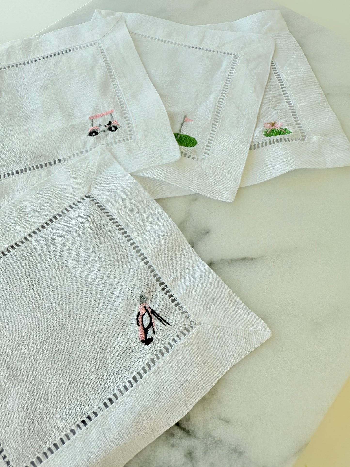 Golf Icon Embroidered Cocktail Napkins - Set of 4