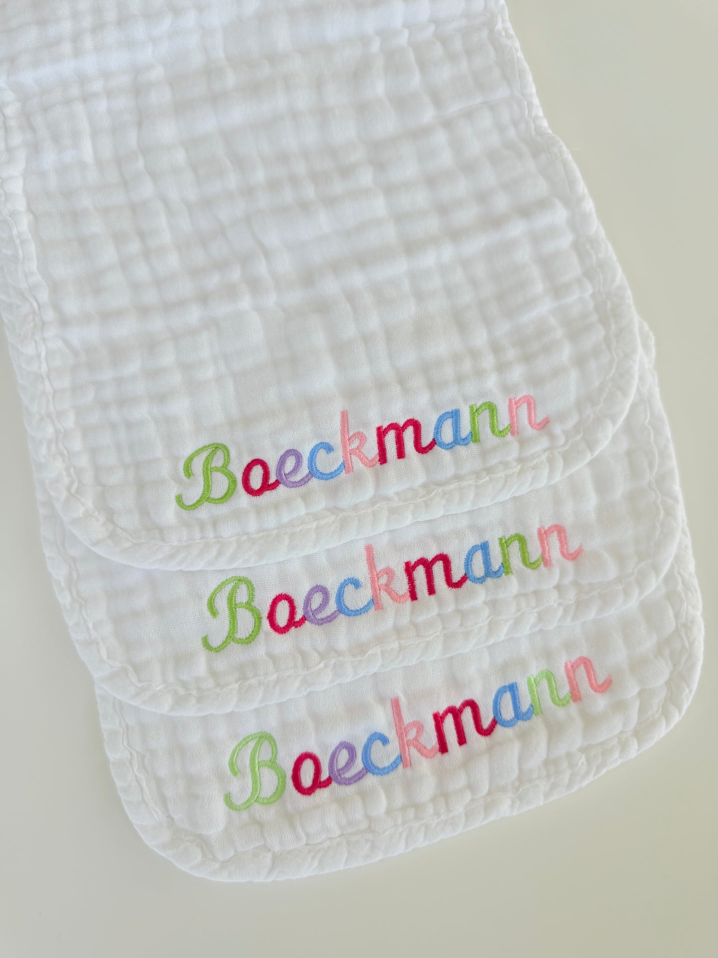 Custom Baby Burp Cloth Multi Colored Set of 3