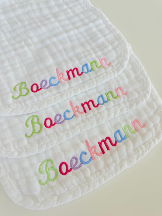 Custom Baby Burp Cloth Multi Colored Set of 3