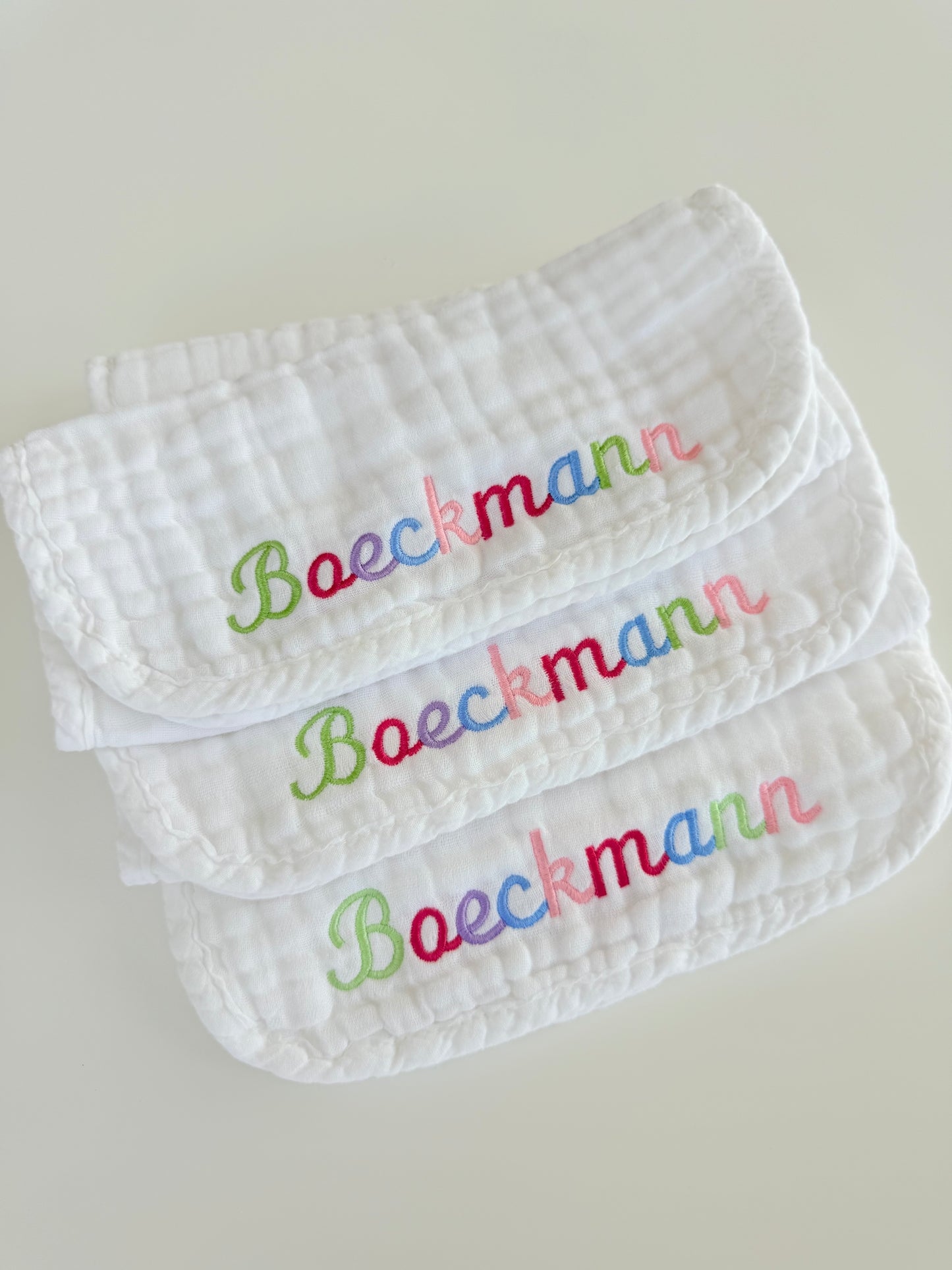 Custom Baby Burp Cloth Multi Colored Set of 3