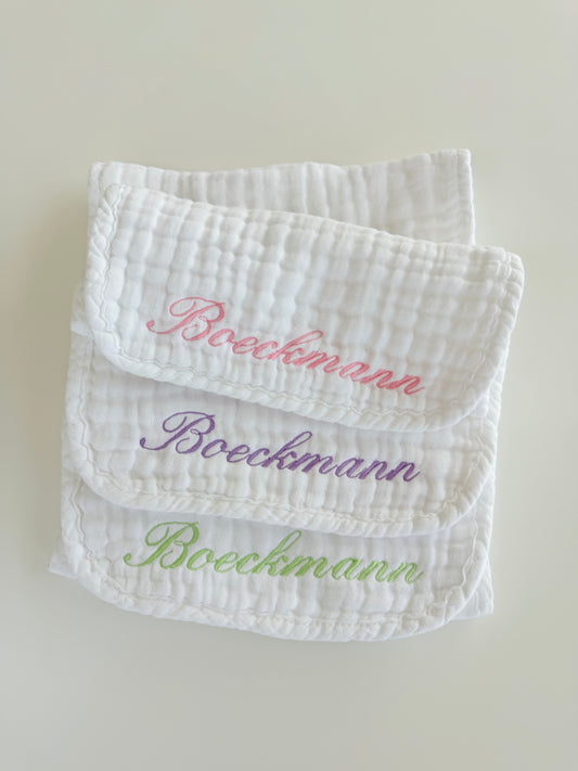 Custom Name Burp Cloth Set of 3