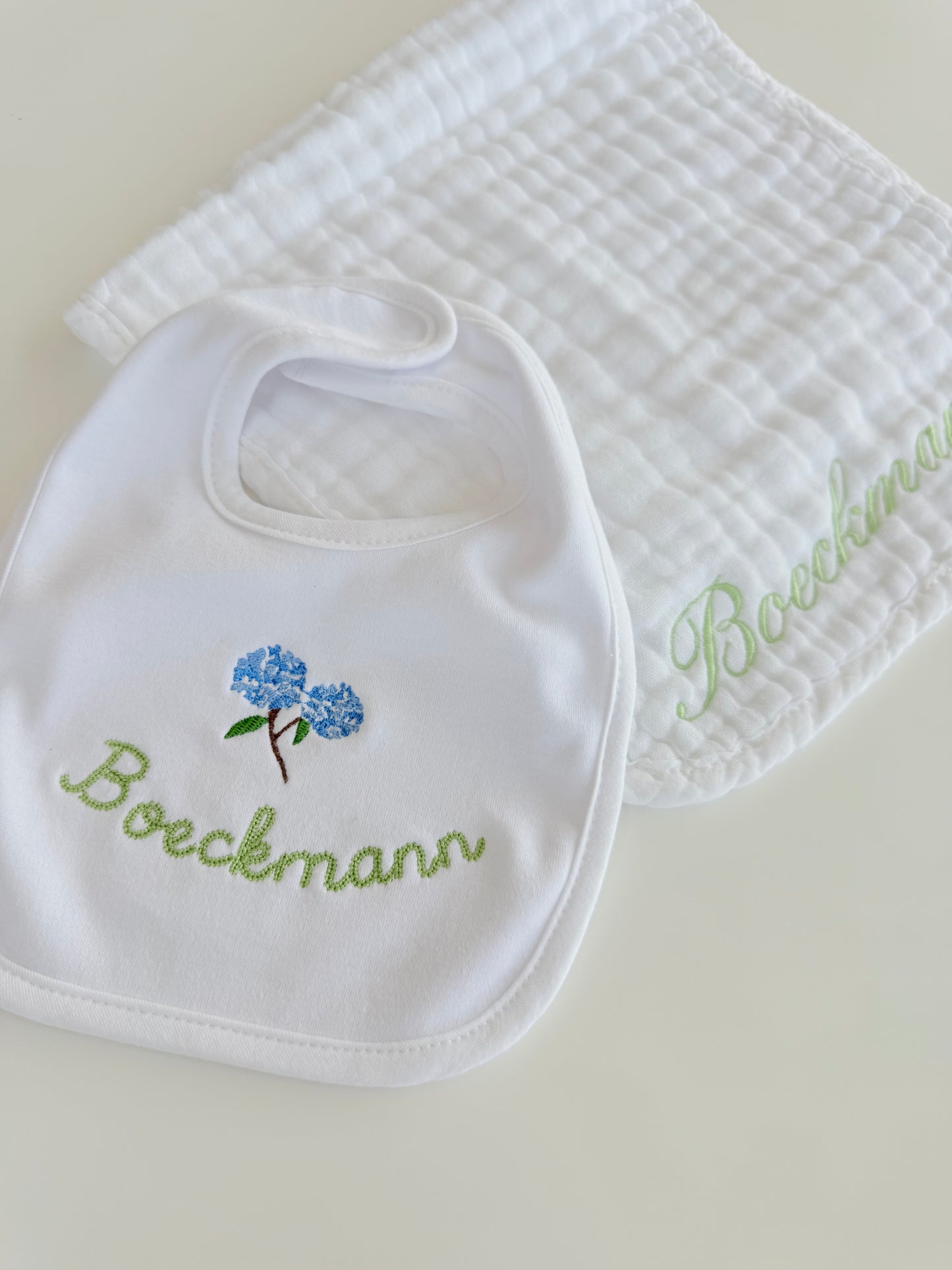 Hydrangea Personalized Baby Bib