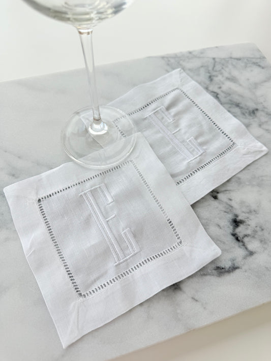 Custom Initial Linen Cocktail Napkins