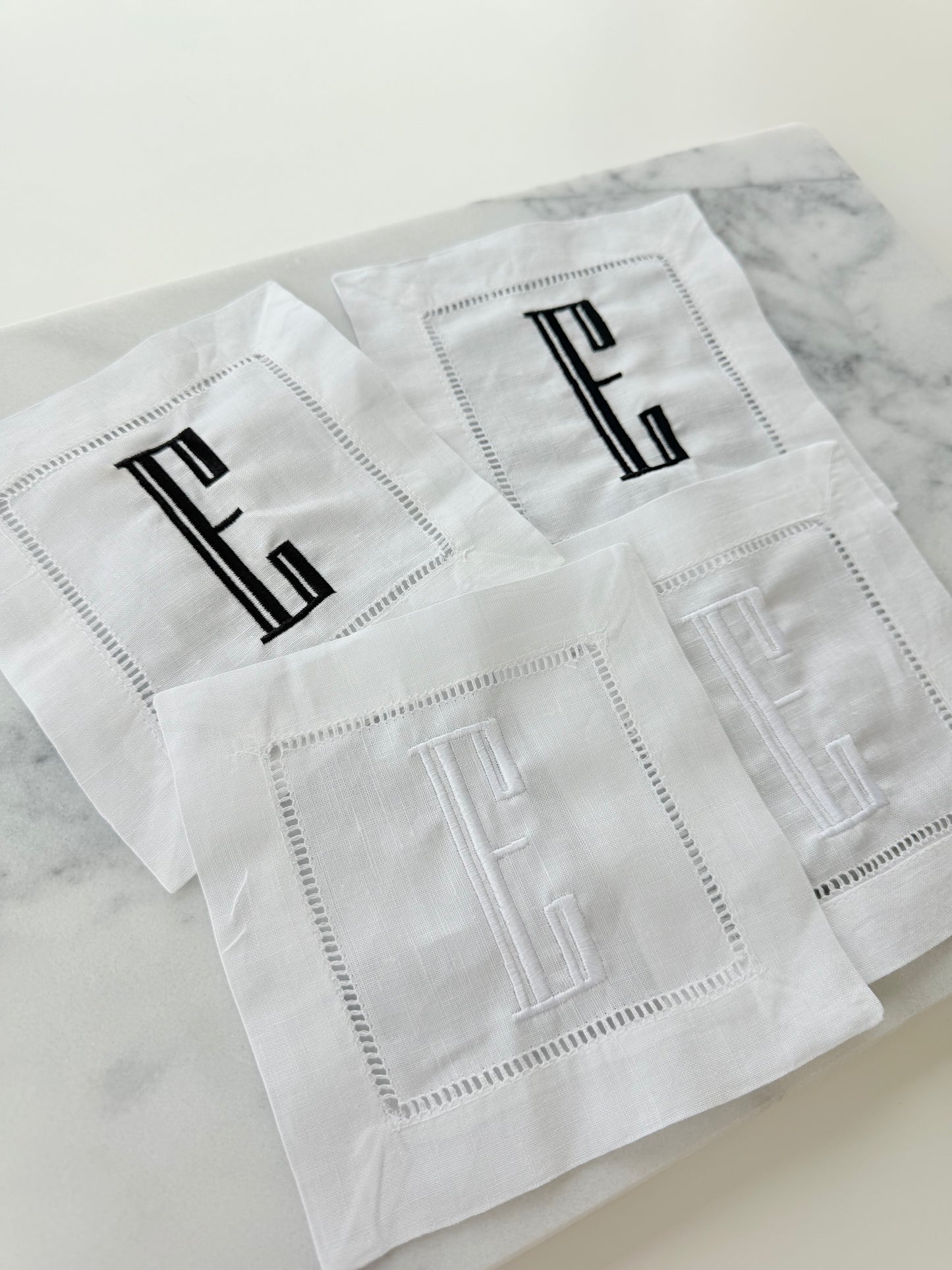 Custom Initial Linen Cocktail Napkins