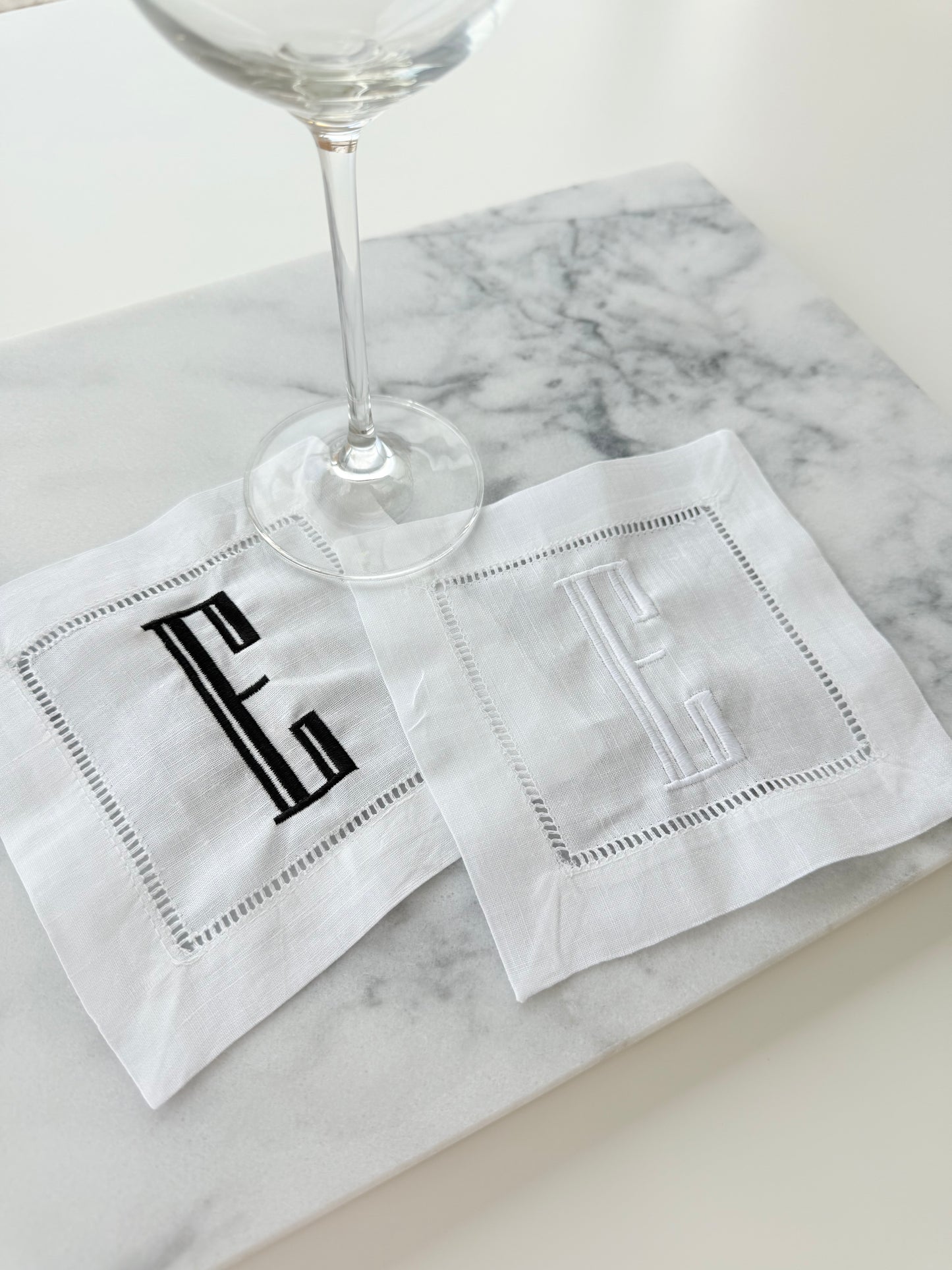 Custom Initial Linen Cocktail Napkins