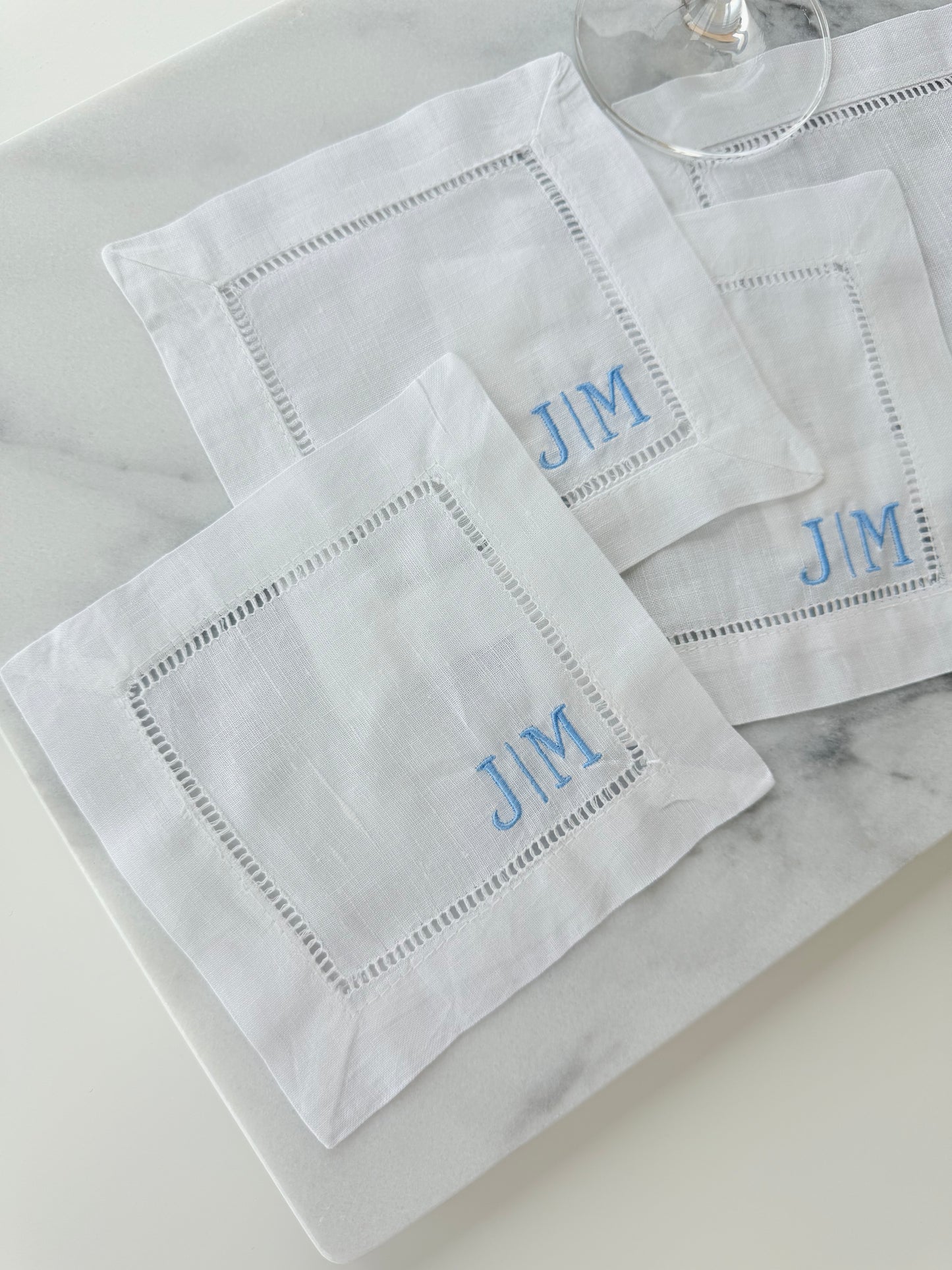 Custom Two Initial Linen Cocktail Napkins