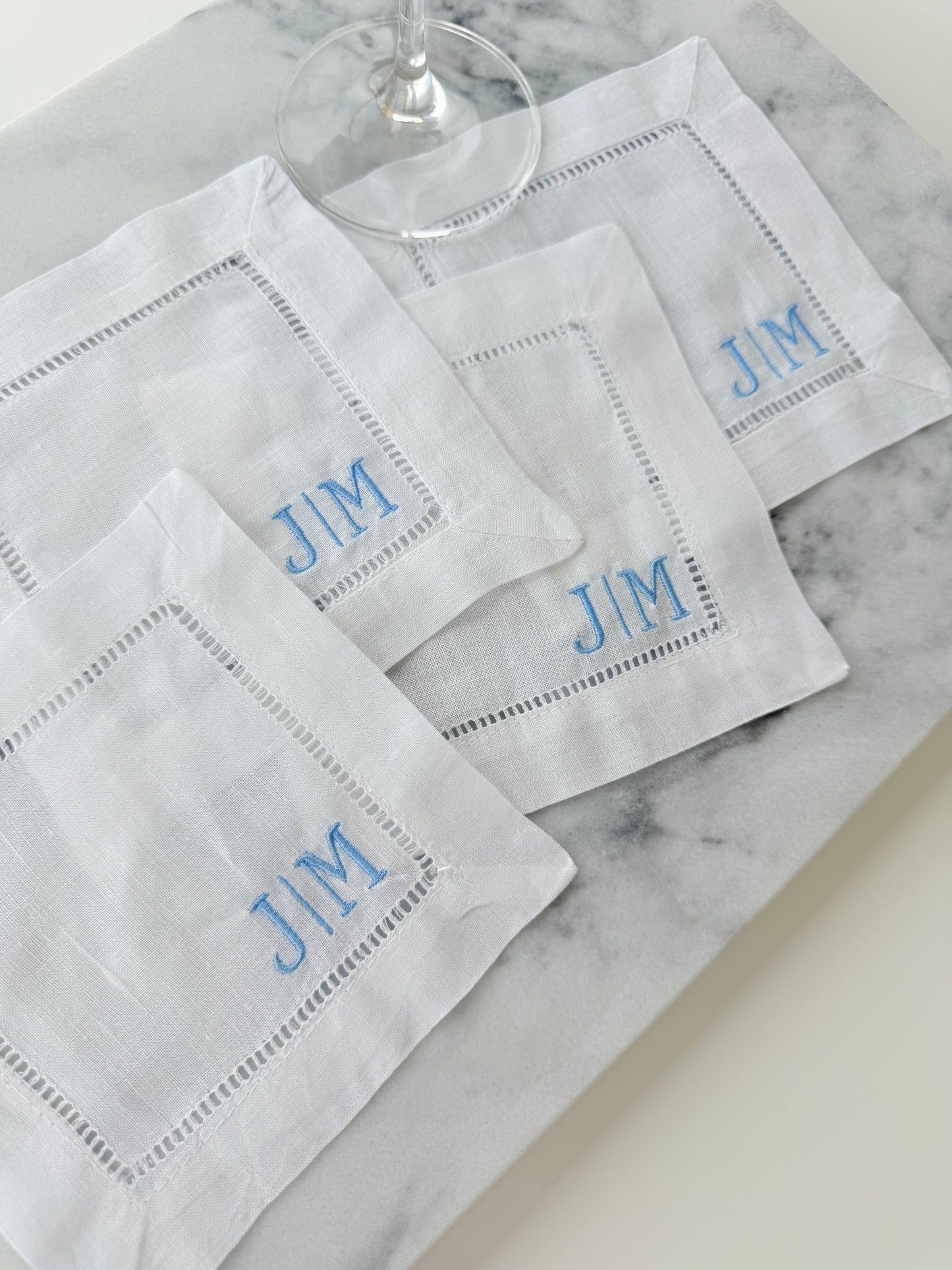 Custom Two Initial Linen Cocktail Napkins