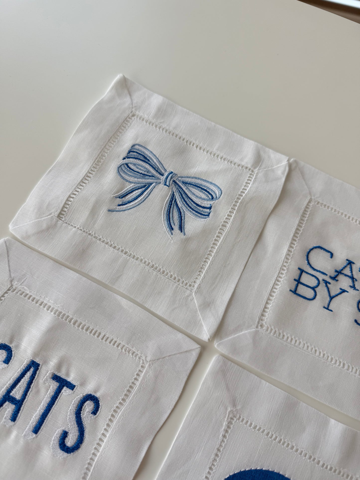 Football Themed Custom Linen Cocktail Napkins - Set of 6