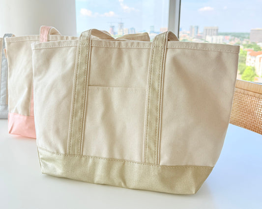 Metallic Classic Canvas Tote - Zip Top Medium