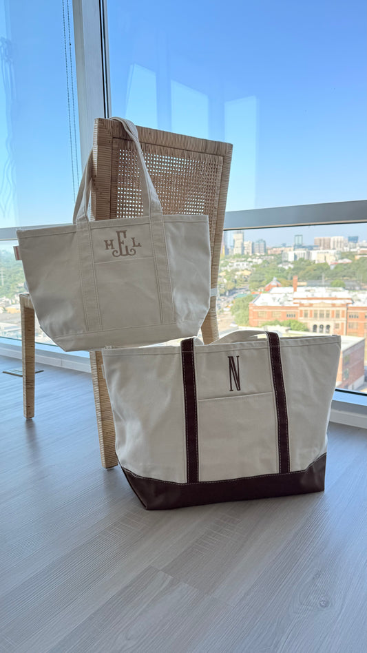 Large Classic Canvas Tote Bag with Zip Top