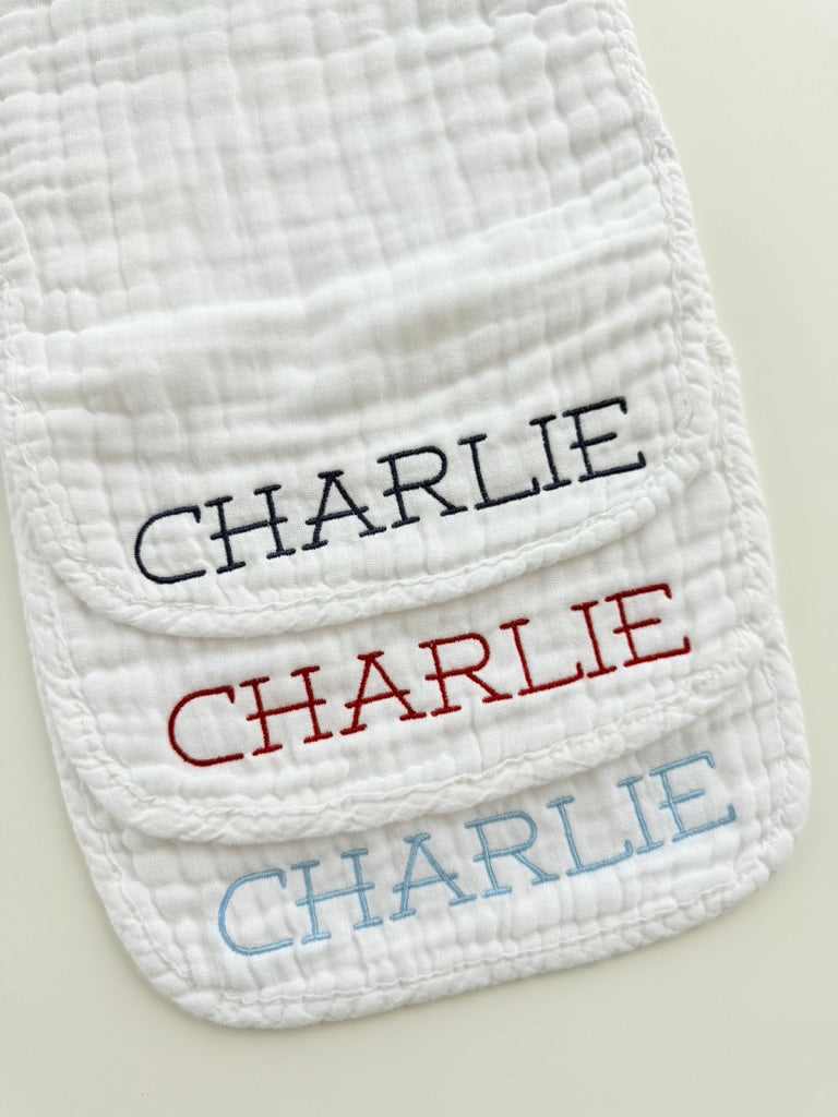 Personalized Name Burp Cloth - Set of 3 - michael font