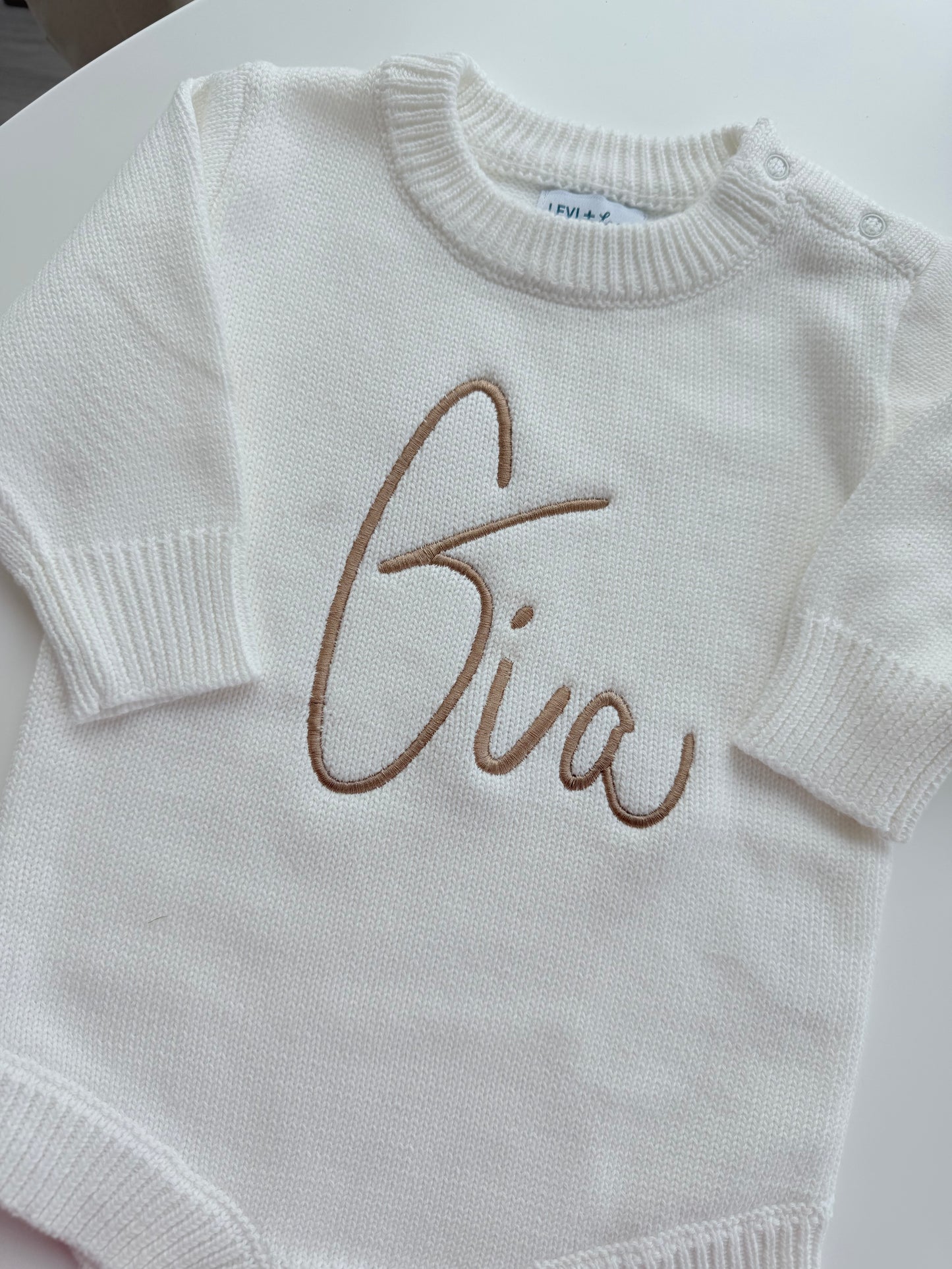 Baby Name Knit Romper