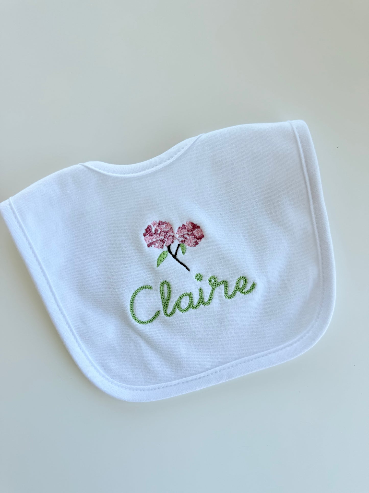 Hydrangea Personalized Baby Bib