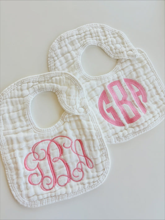 Monogram Muslin Baby Bib