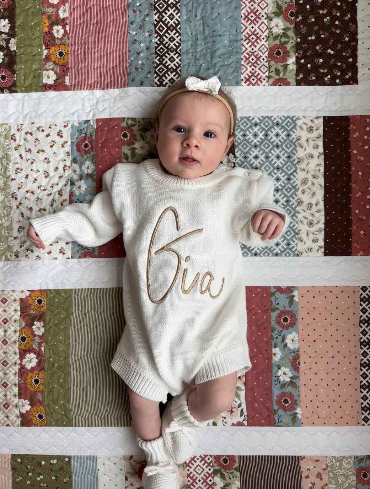 Baby Name Knit Romper