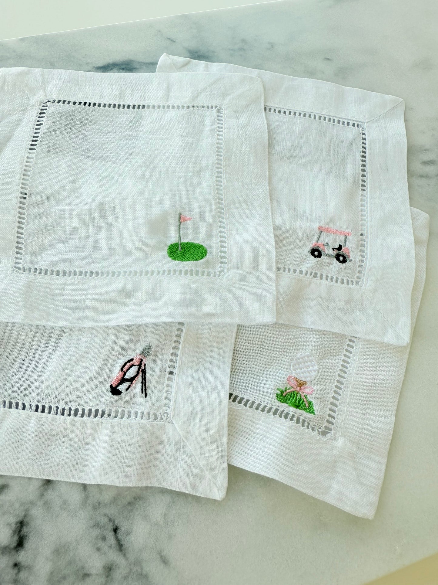 Golf Icon Embroidered Cocktail Napkins - Set of 4