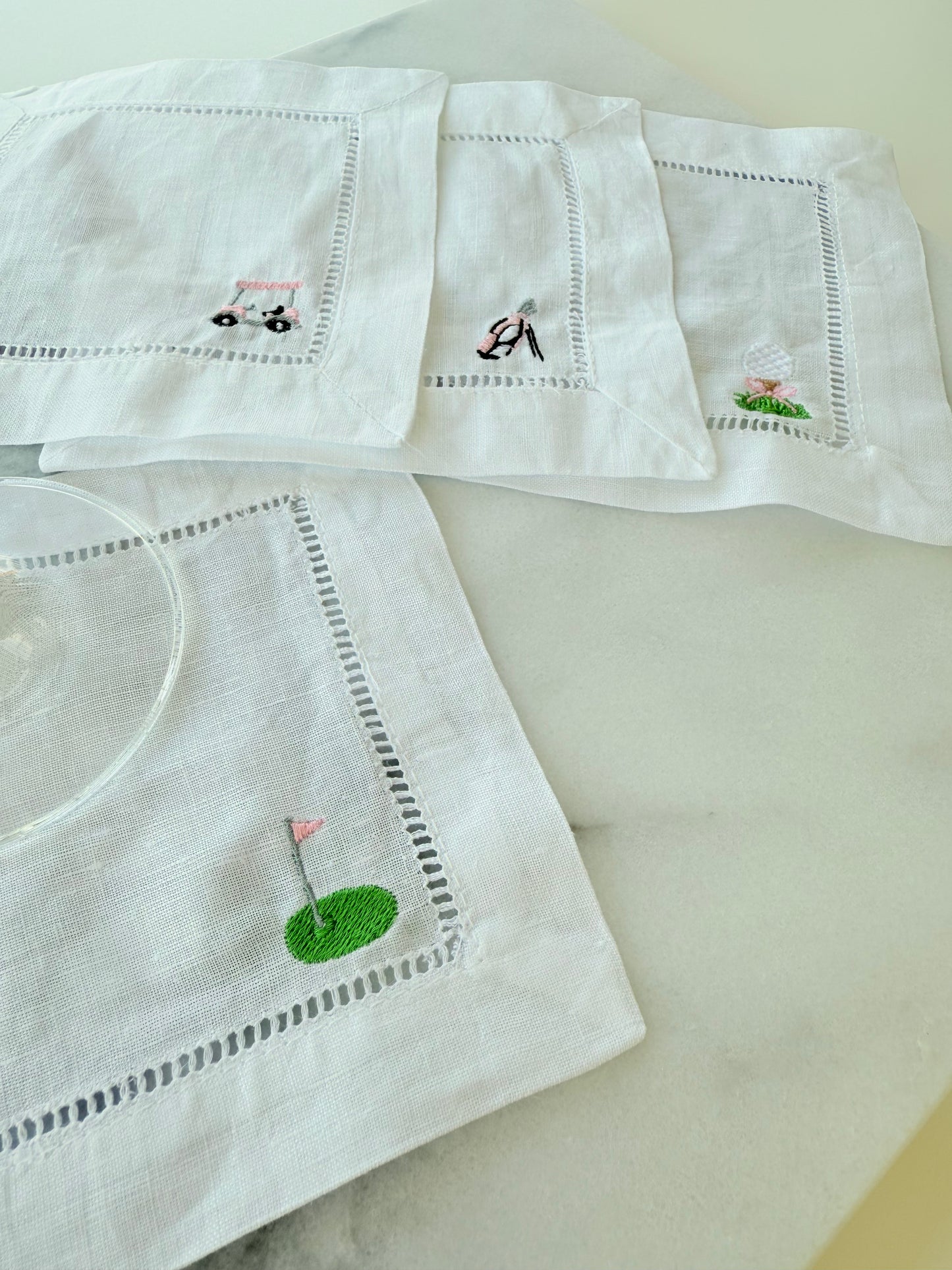 Golf Icon Embroidered Cocktail Napkins - Set of 4