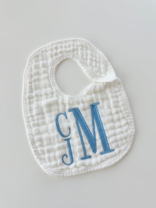 Custom Monogram Muslin Baby Bib