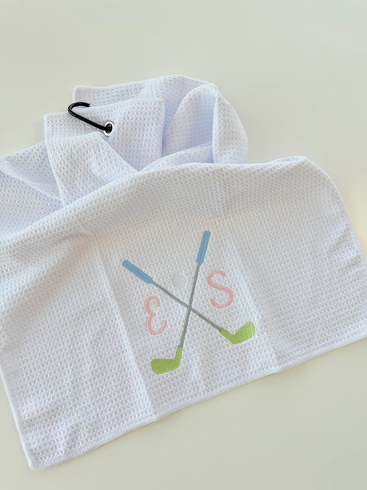 Crossed Clubs Custom Golf Towel