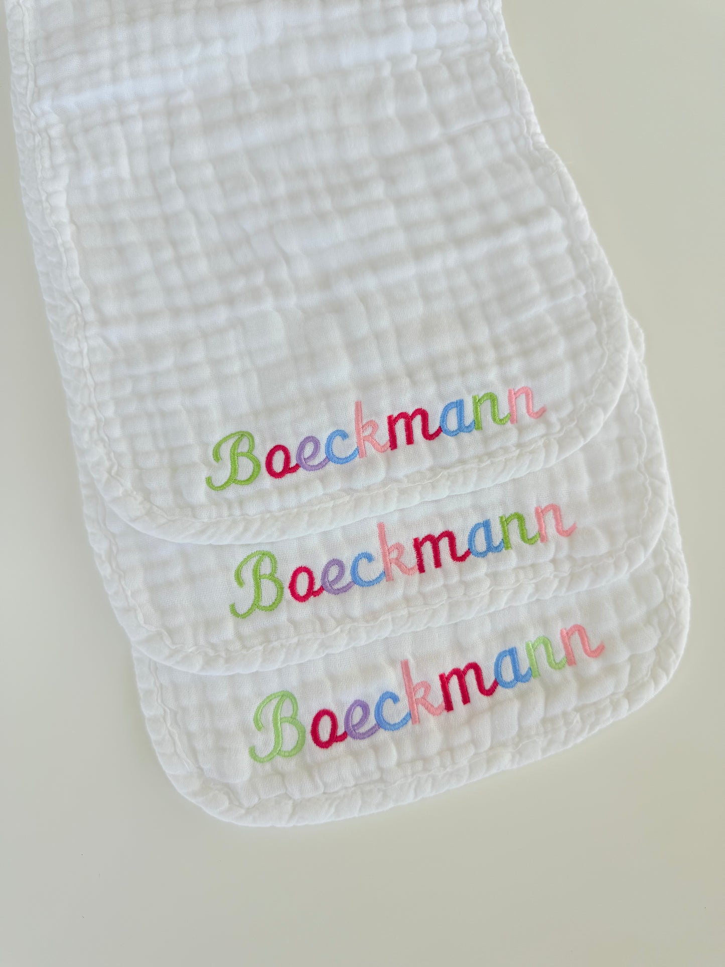 Custom Baby Burp Cloth Multi Colored Set of 3