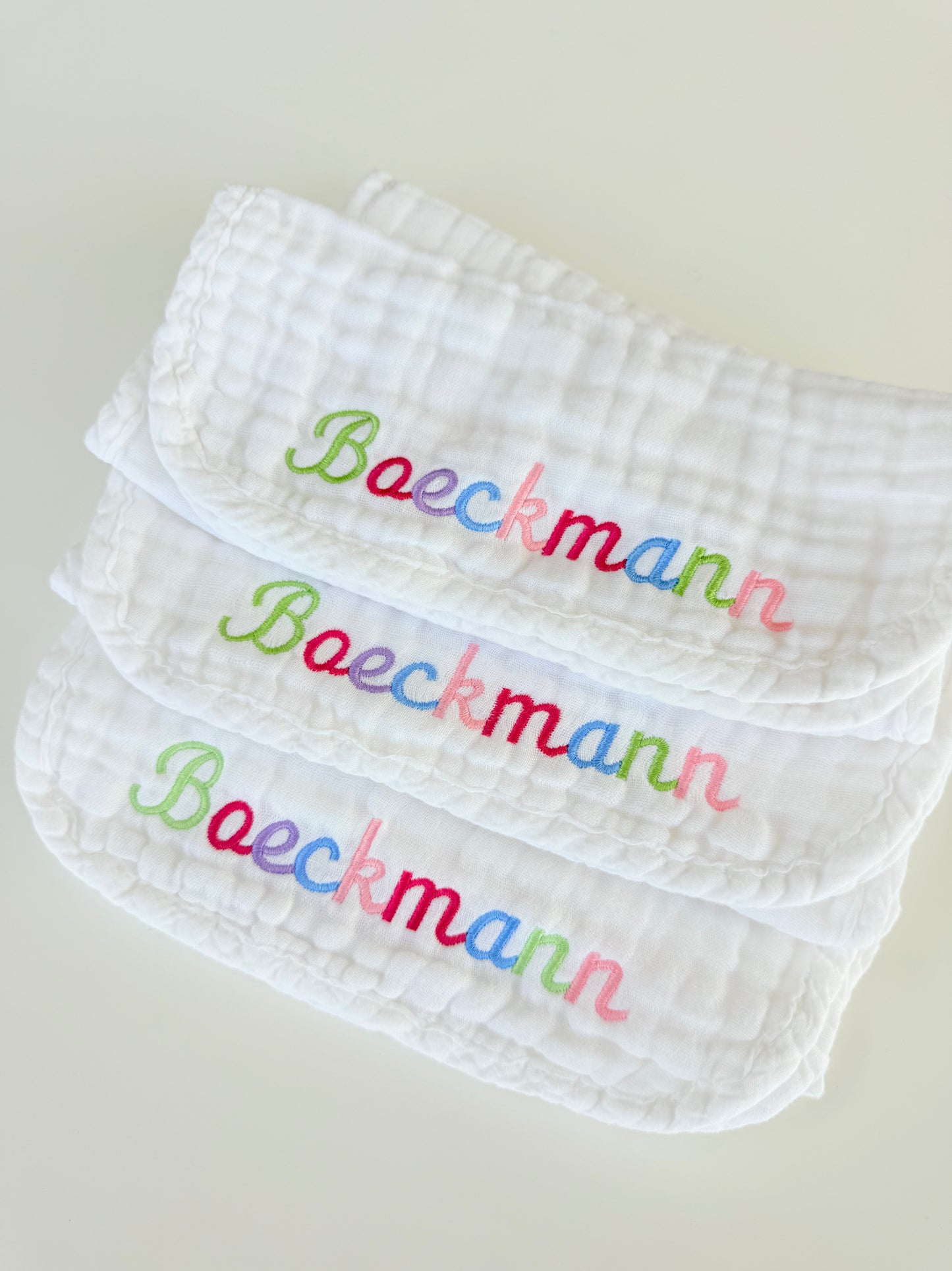 Custom Baby Burp Cloth Multi Colored Set of 3