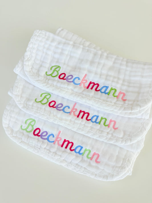 Custom Baby Burp Cloth Multi Colored Set of 3
