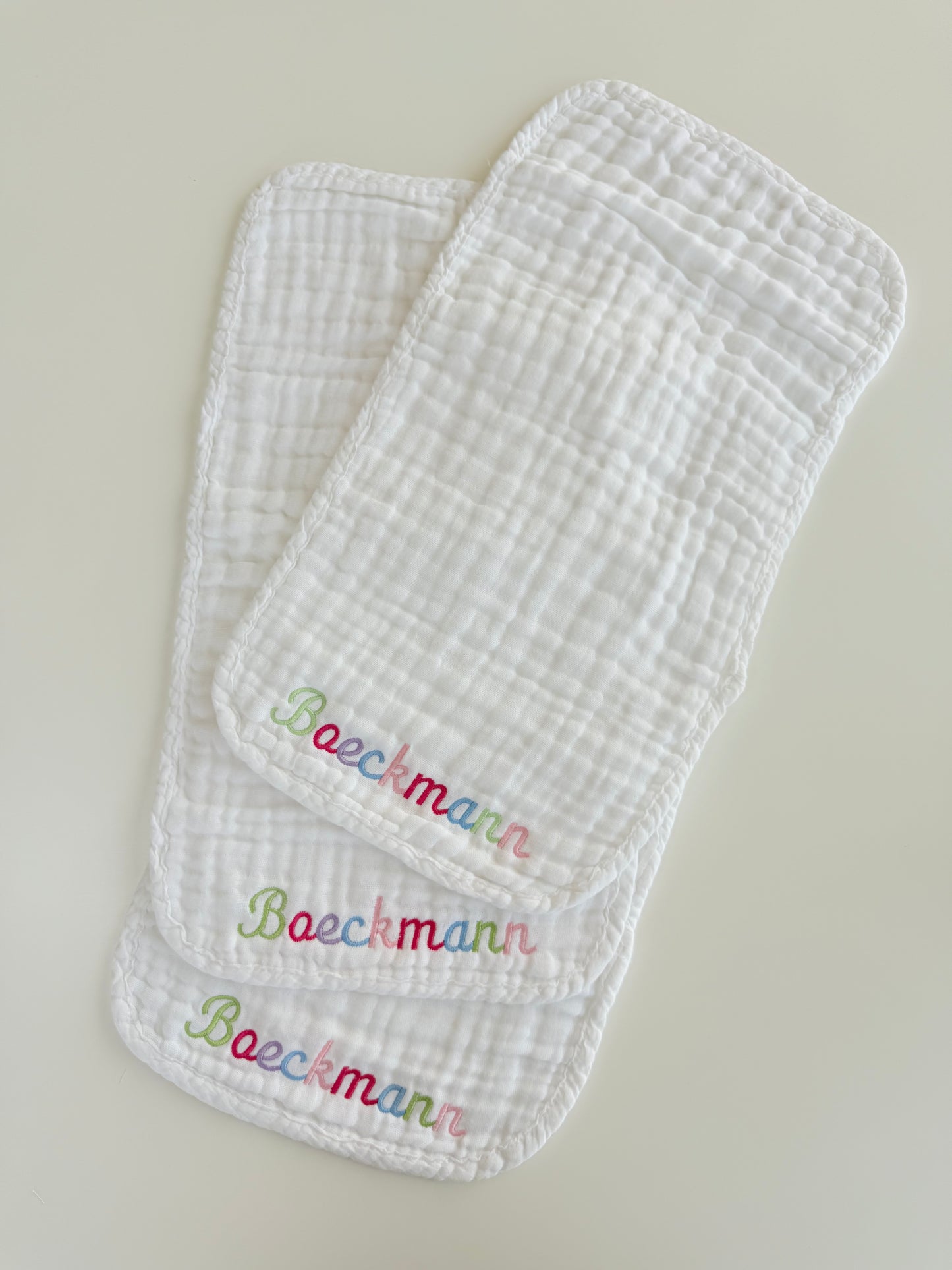 Custom Baby Burp Cloth Multi Colored Set of 3