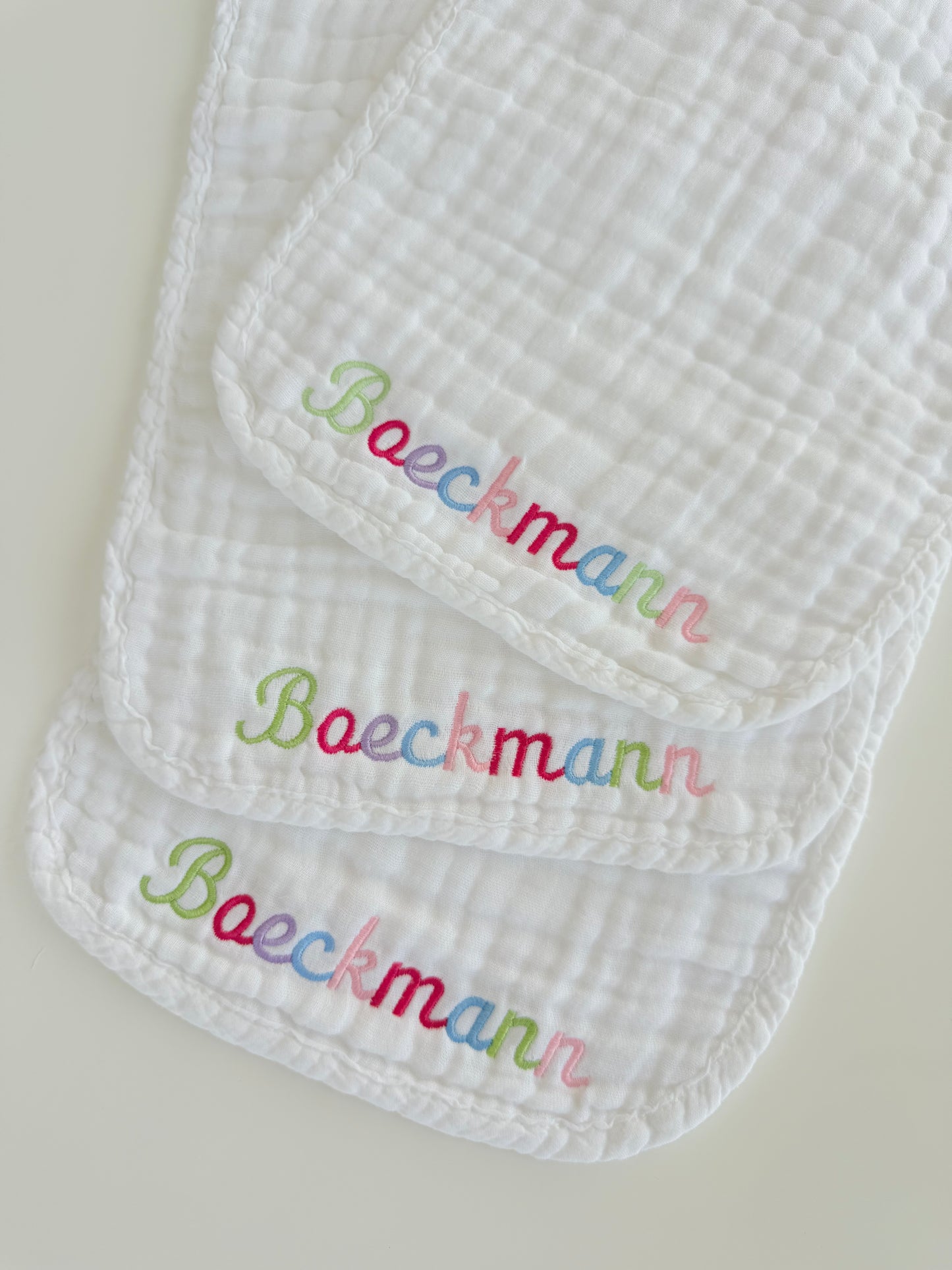 Custom Baby Burp Cloth Multi Colored Set of 3
