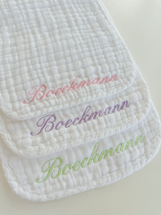 Custom Name Burp Cloth Set of 3