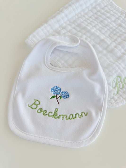 Hydrangea Custom Baby Bib