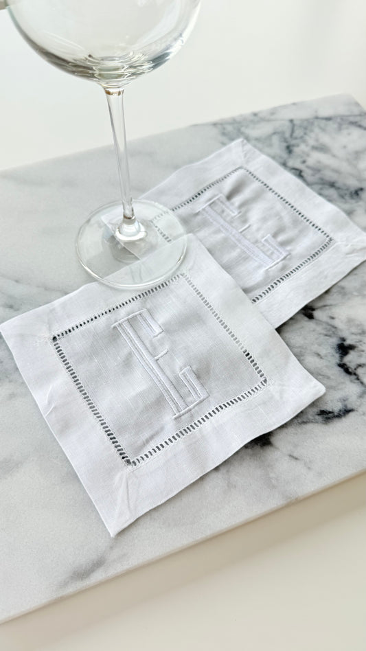 Custom Initial Linen Cocktail Napkins