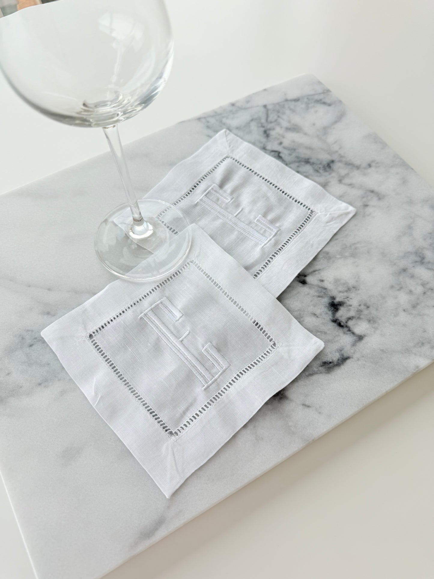 Custom Initial Linen Cocktail Napkins