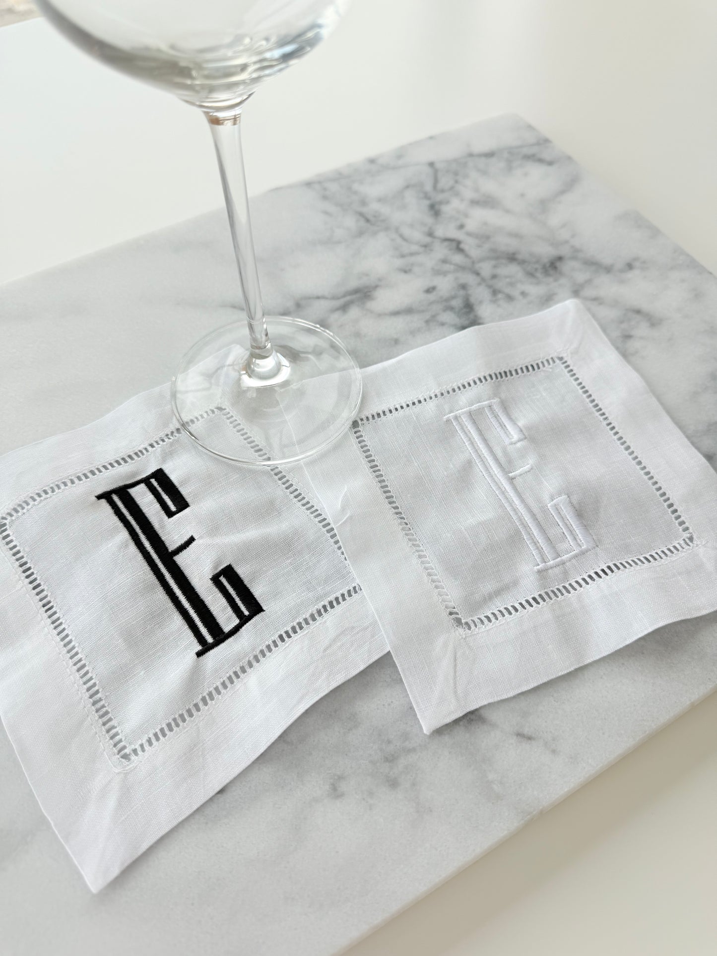 Custom Initial Linen Cocktail Napkins