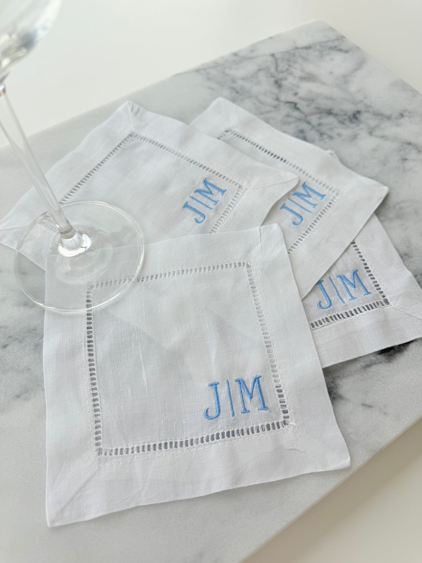 Custom Two Initial Linen Cocktail Napkins