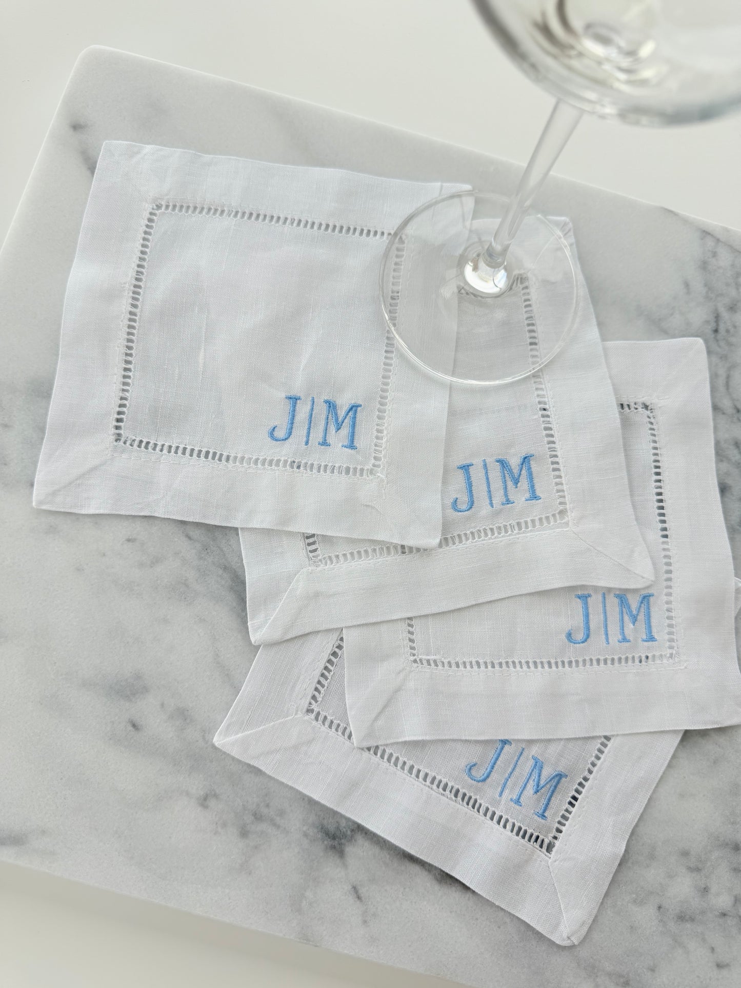 Custom Two Initial Linen Cocktail Napkins