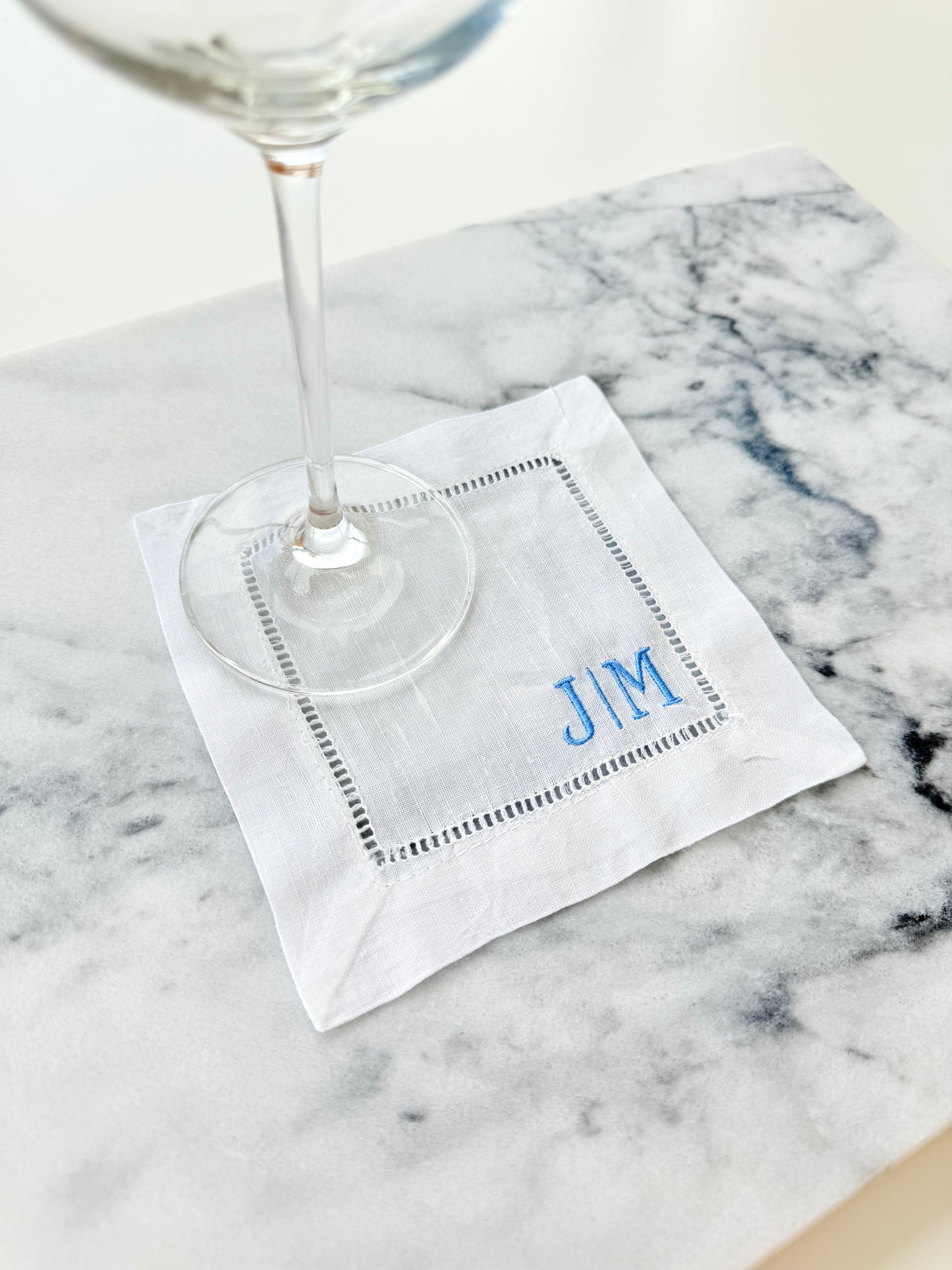 Custom Two Initial Linen Cocktail Napkins