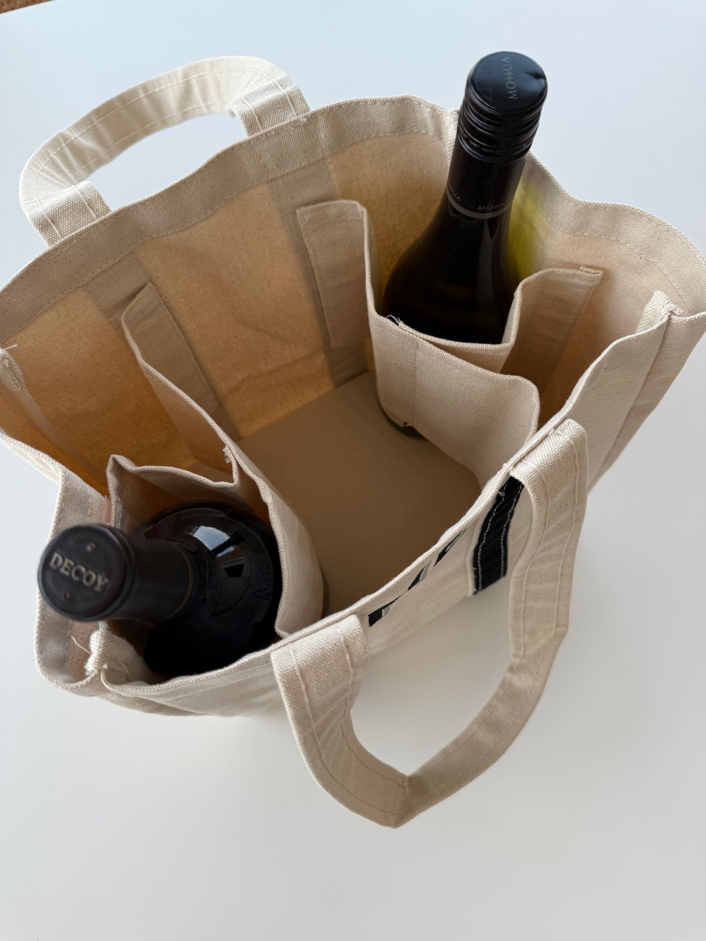 Square Canvas Tote - 4 Wine Bottle Carrier