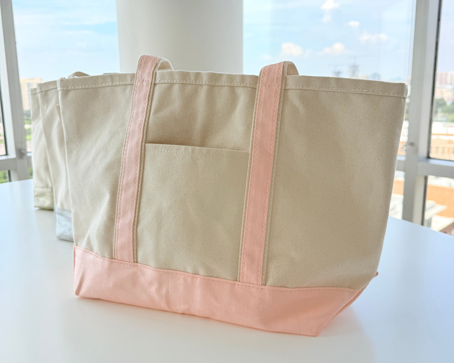 Metallic Classic Canvas Tote - Zip Top Medium