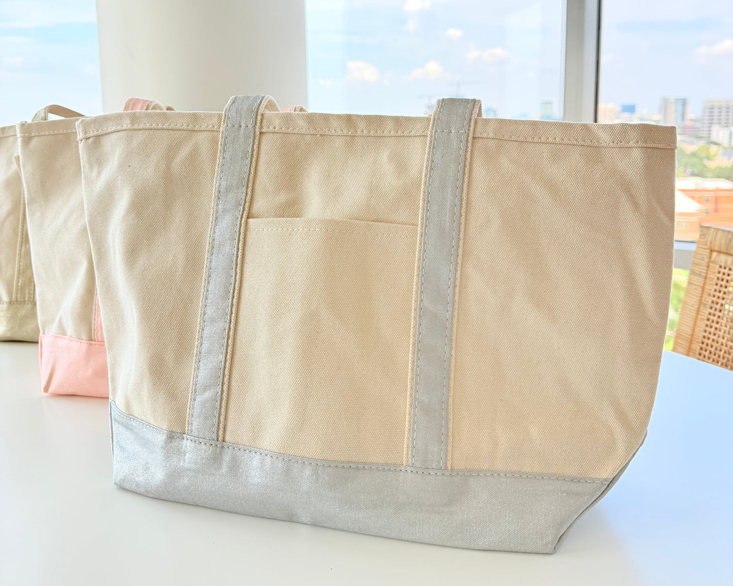 Metallic Classic Canvas Tote - Zip Top Medium
