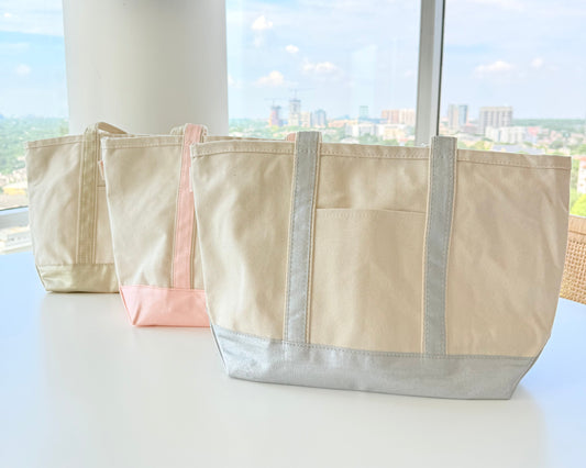 Metallic Classic Canvas Tote - Zip Top Medium