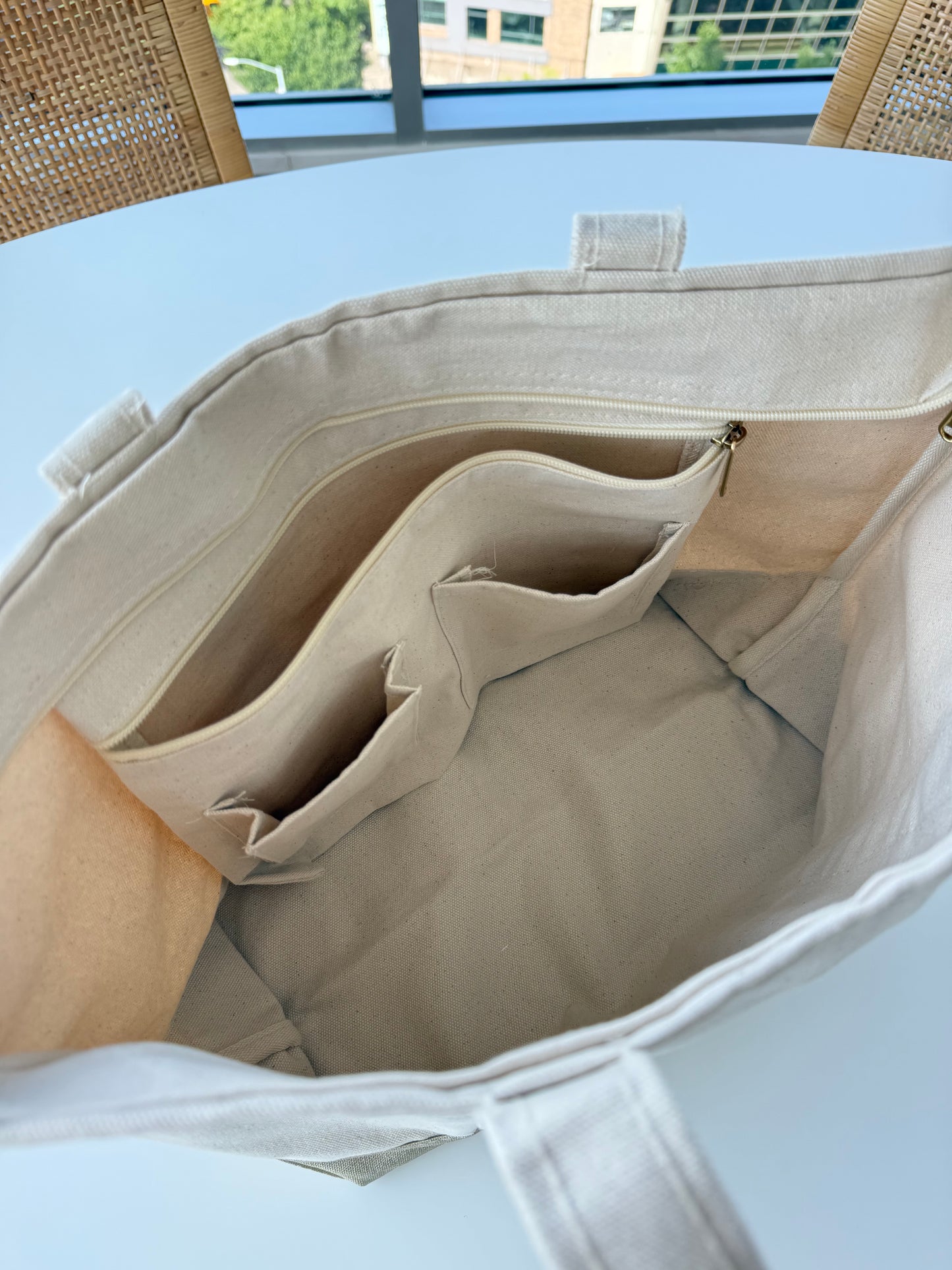 Metallic Classic Canvas Tote - Zip Top Medium