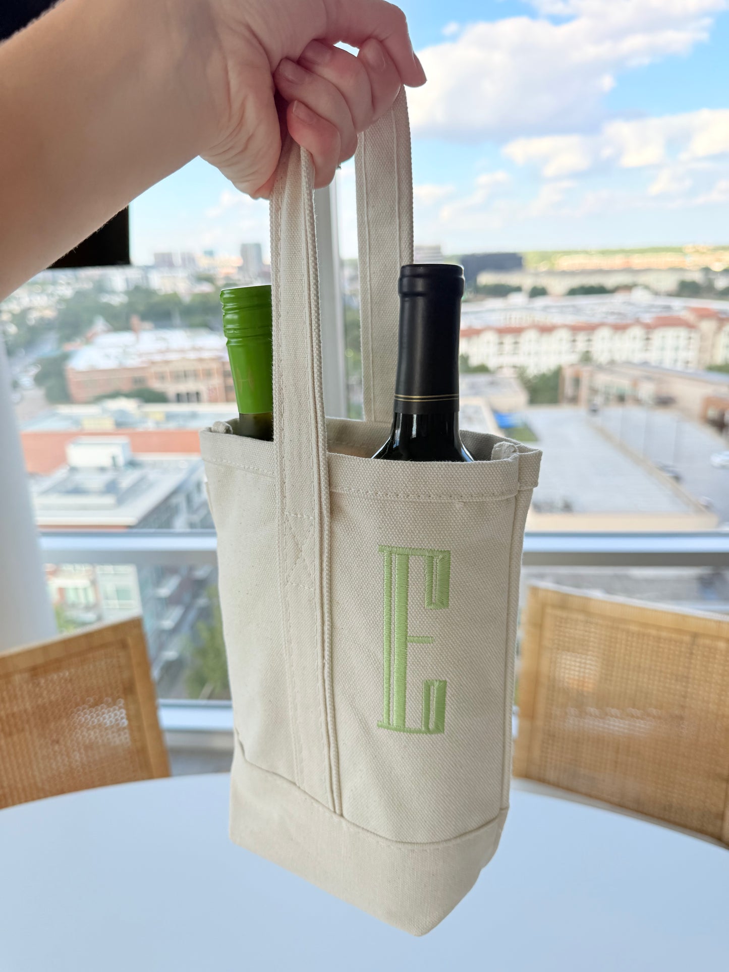 Duo Wine Tote Bag - Natural