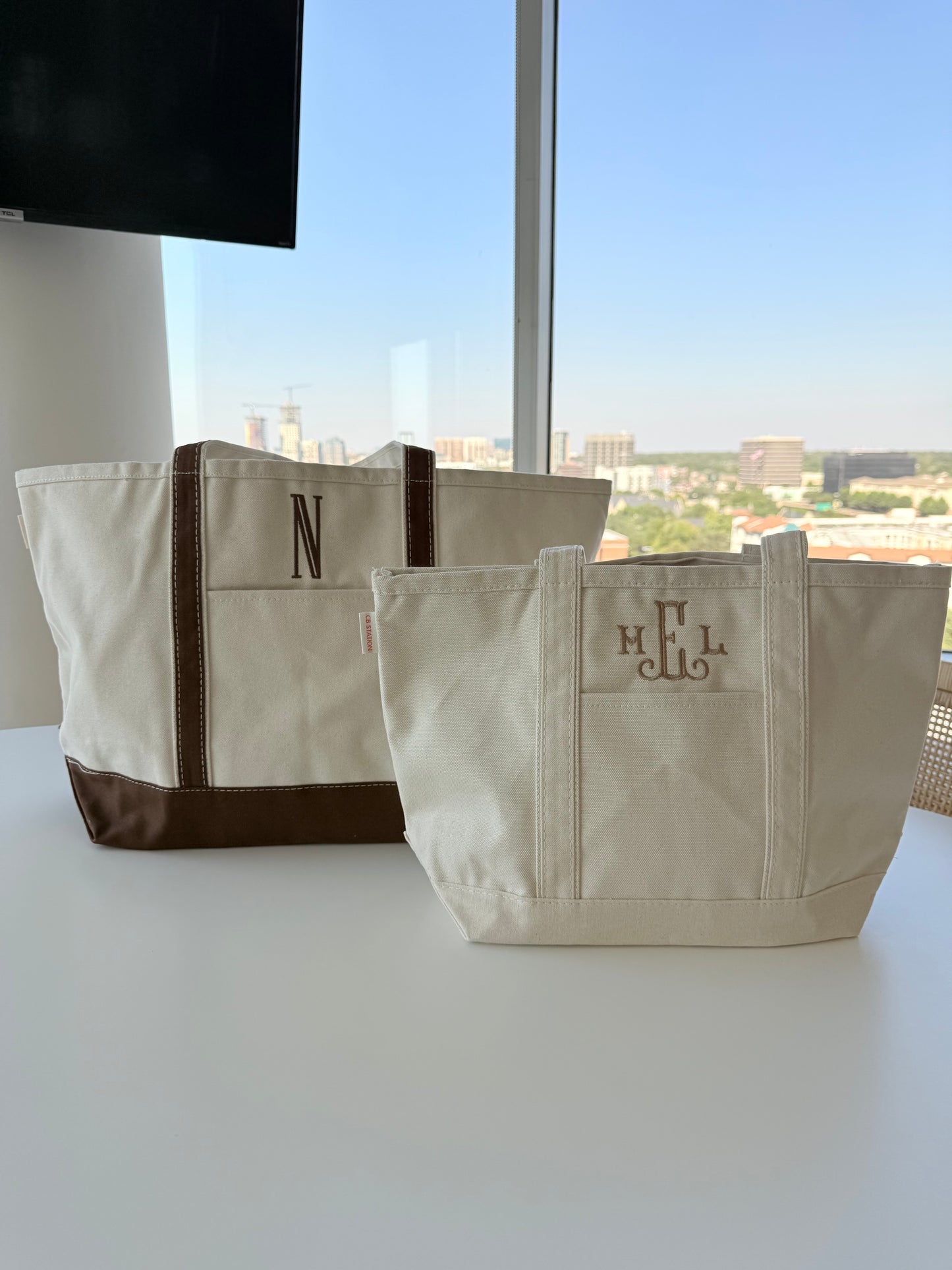 Large Classic Canvas Tote Bag with Zip Top