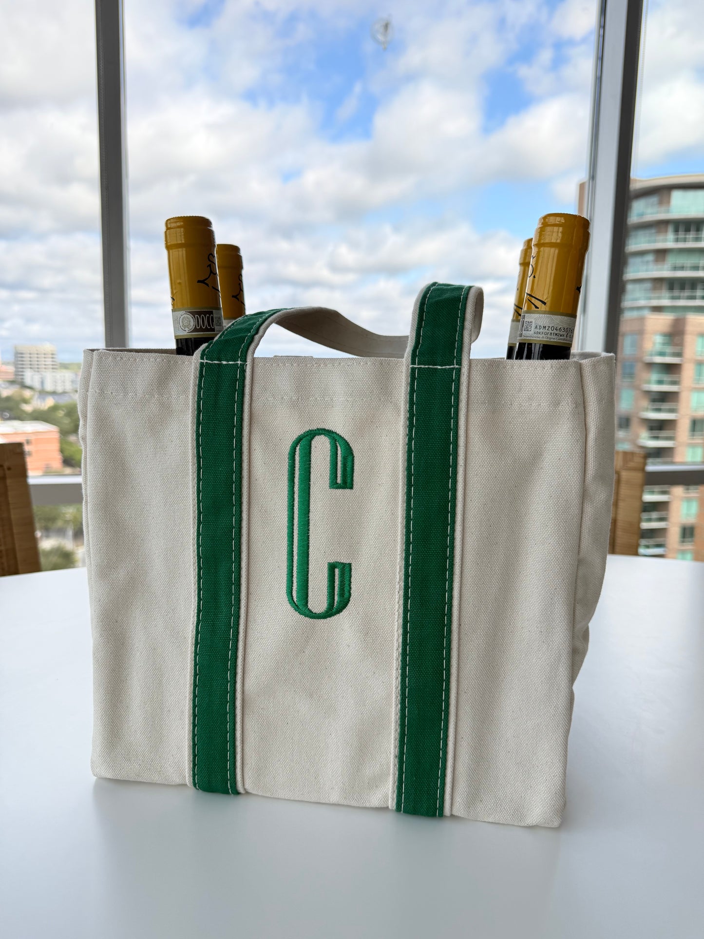 4 Wine Bottle Canvas Tote Carrier