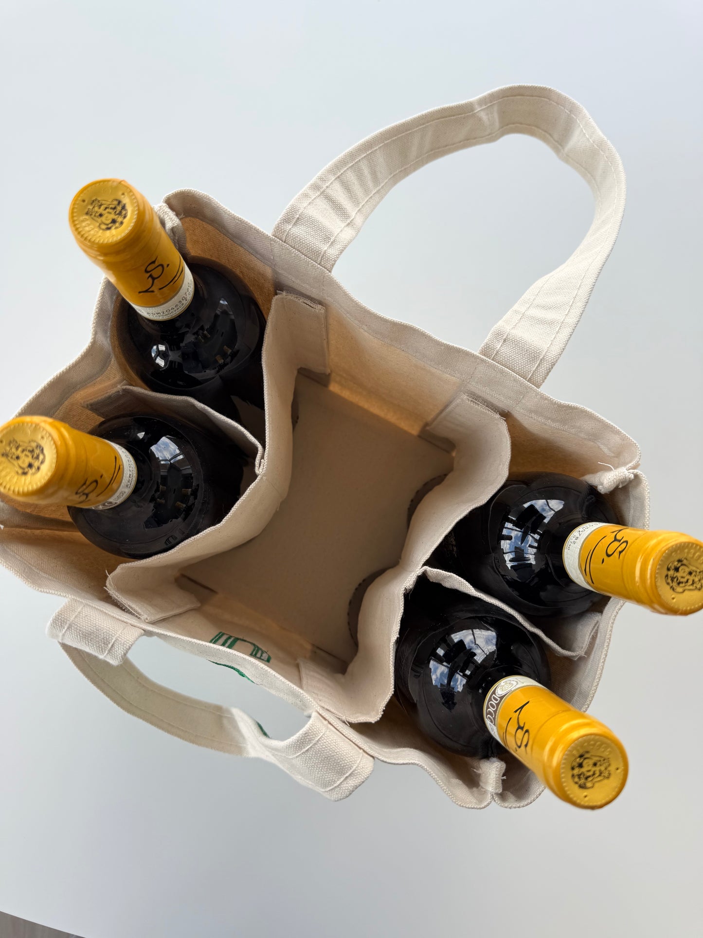 4 Wine Bottle Canvas Tote Carrier