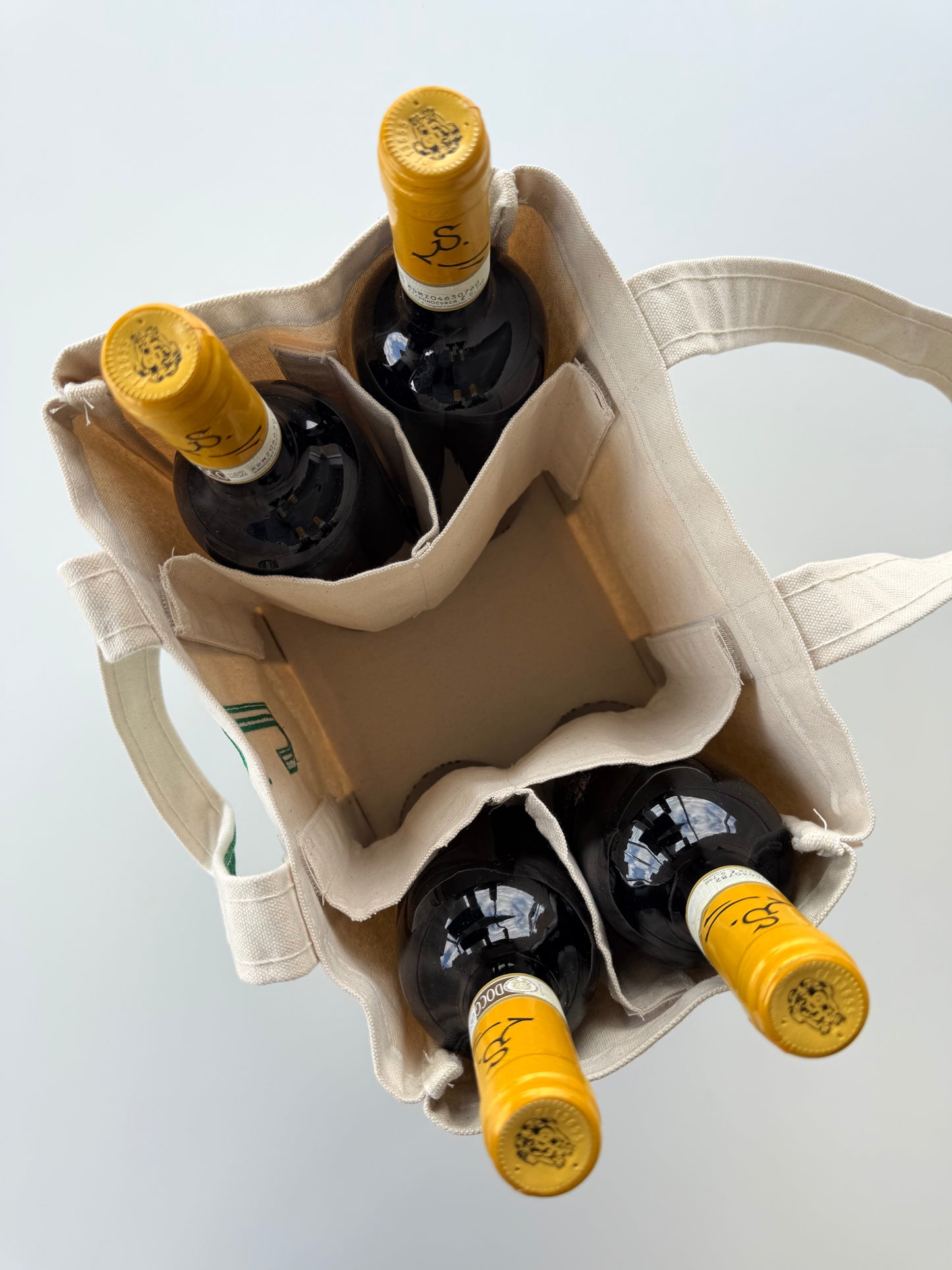 4 Wine Bottle Canvas Tote Carrier