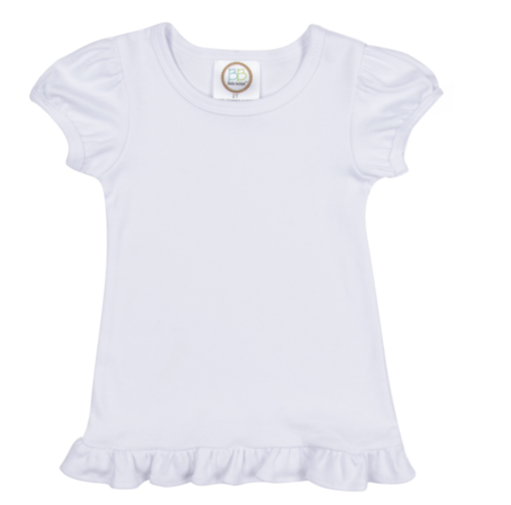 Girls Custom Ruffle Short Sleeve Tshirt